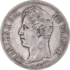 Coin, France, Charles X, 5 Francs, 1828, La Rochelle, VF(30-35), Silver