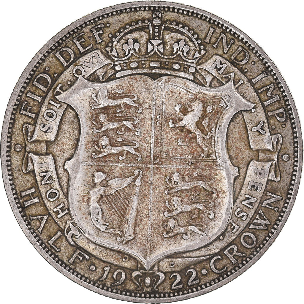 Coin, Great Britain, George V, 1/2 Crown, 1922, VF(30-35), Silver, KM:818.1a