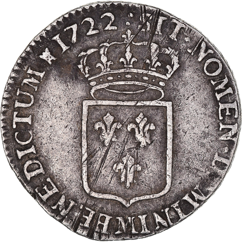 Coin, France, Louis XV, 1/3 Ecu, 1722, Toulouse, Fautée, VF(30-35), Silver