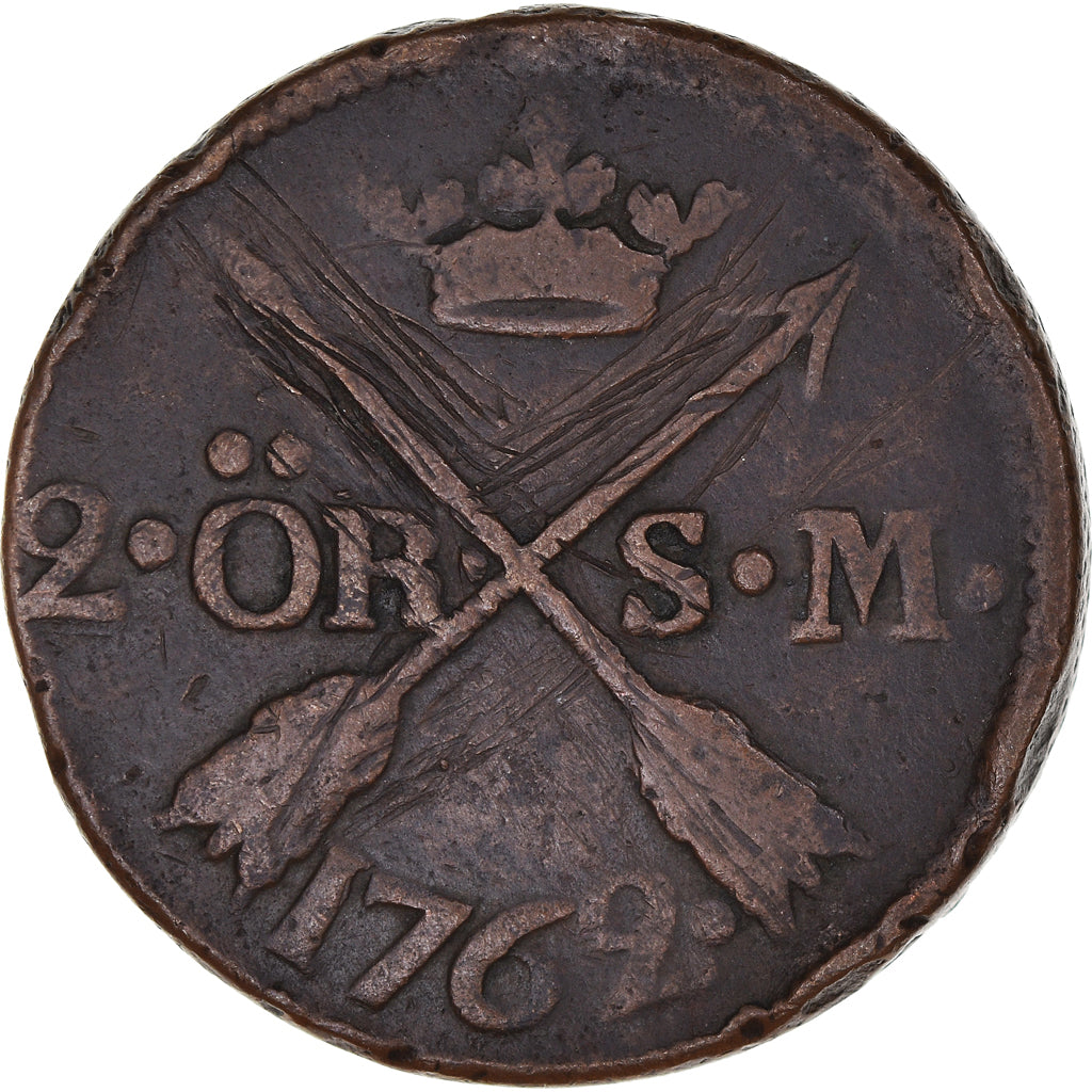 Coin, Sweden, Adolf Frederick, 2 Ore, S.M., 1762, VF(20-25), Copper, KM:461