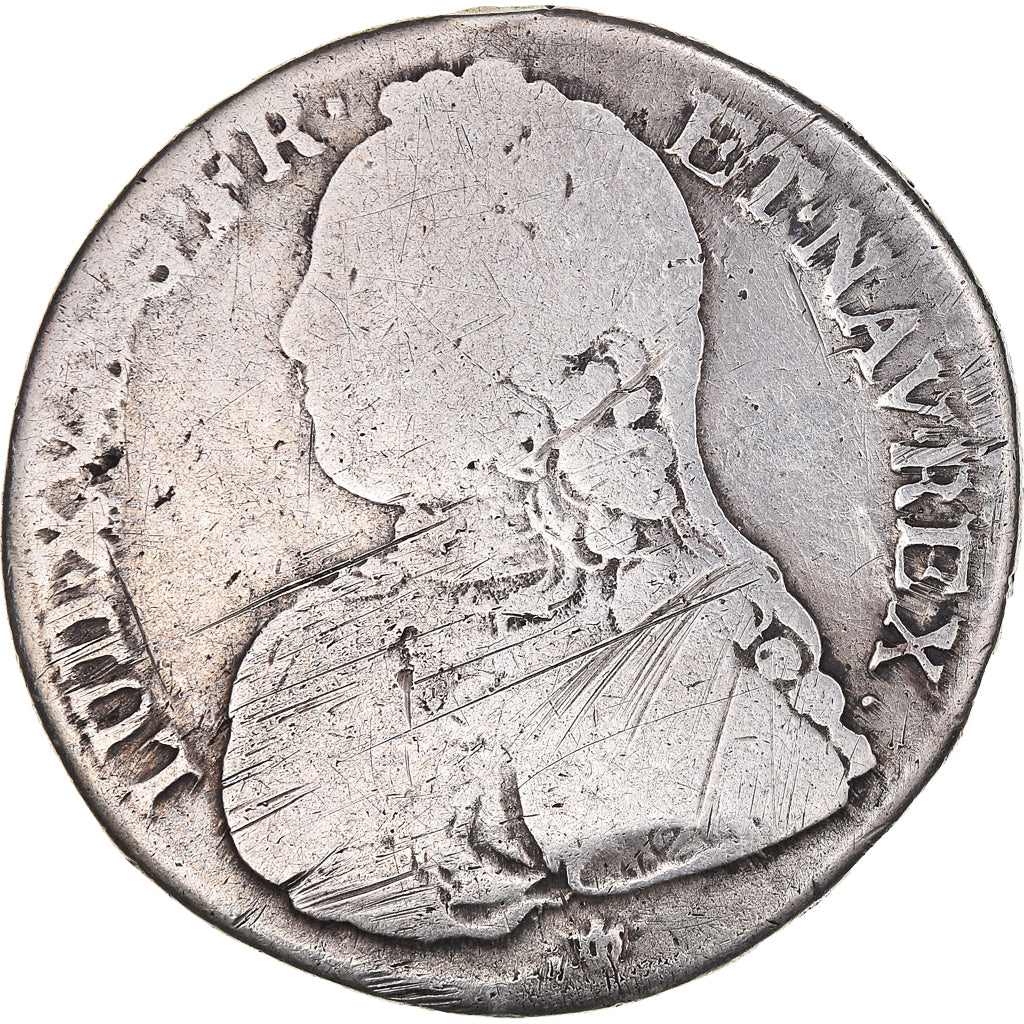 Moneta, Francja, Louis XV, 1/2 ECU, 44 Sols, 1728, Lyon, F(12-15), Srebro