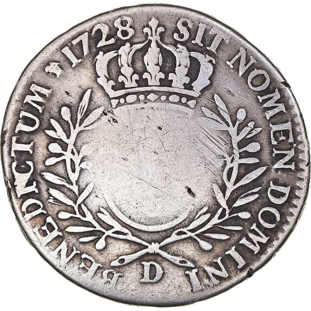 Moneta, Francja, Louis XV, 1/2 ECU, 44 Sols, 1728, Lyon, F(12-15), Srebro