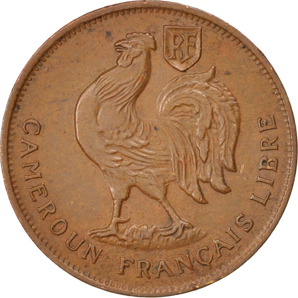 CAMEROON, Franc, 1943, Pretoria, KM #7, EF(40-45), Bronze, 25, Lecompte #16,...