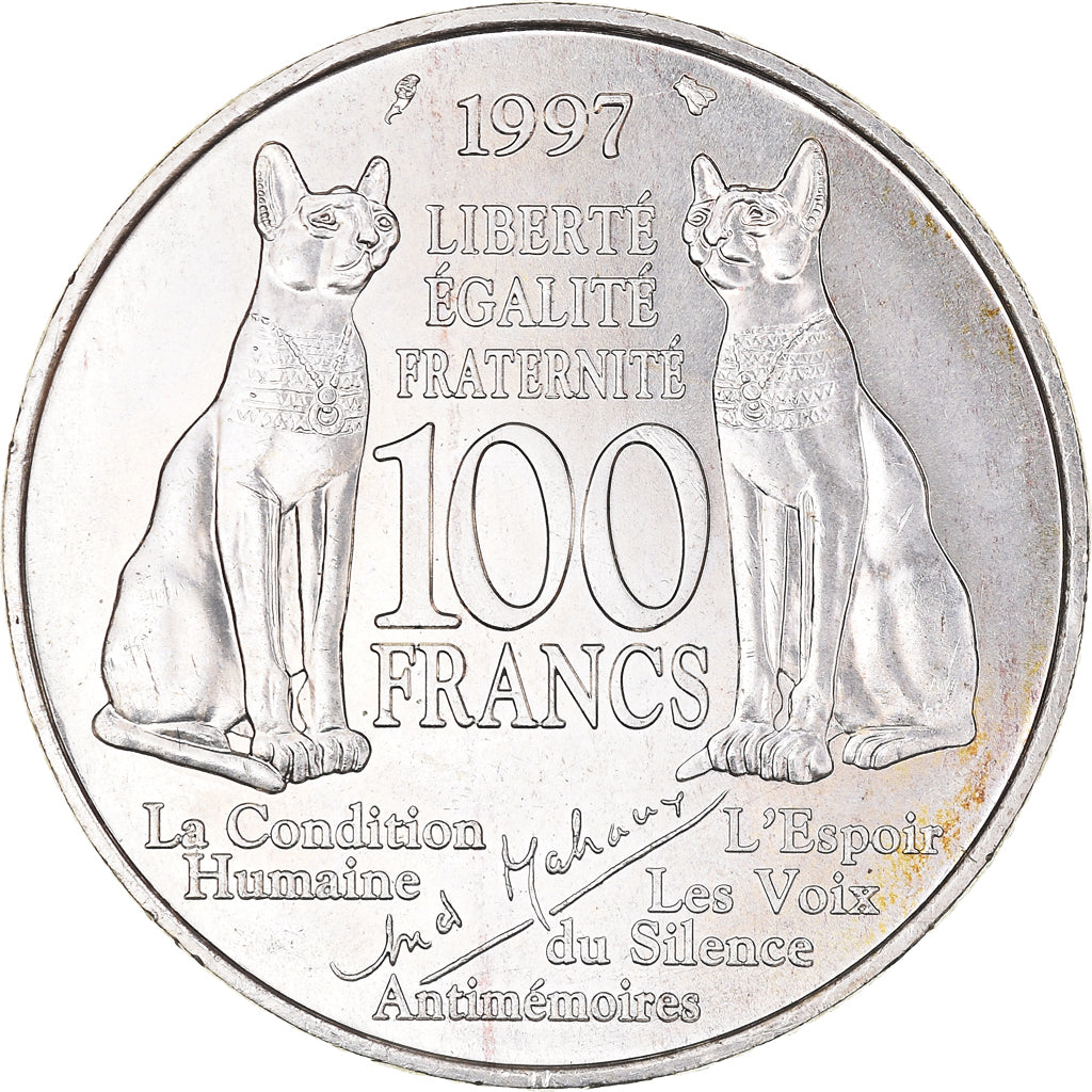 Coin, France, André Malraux, 100 Francs, 1997, MS(63), Silver, KM:1188