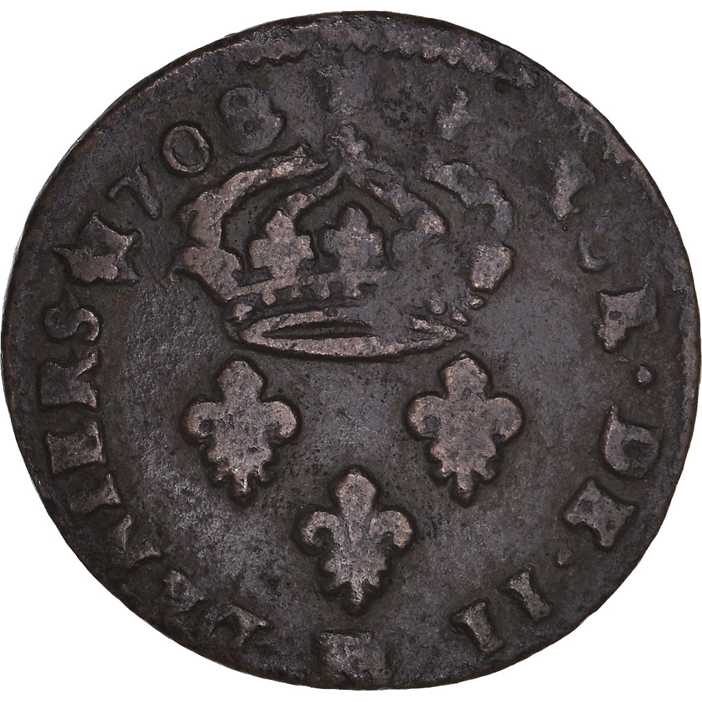 Munten, Frankrijk, Louis XIV, Deux deniers de Strasbourg, 2 Deniers, 1708