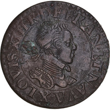 Coin, France, Louis XIII, Double Tournois, 1615, Amiens, EF(40-45), Copper