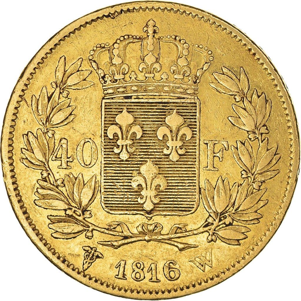 Coin, France, Louis XVIII, 40 Francs, 1816, Lille, VF(30-35), Gold, KM:713.6