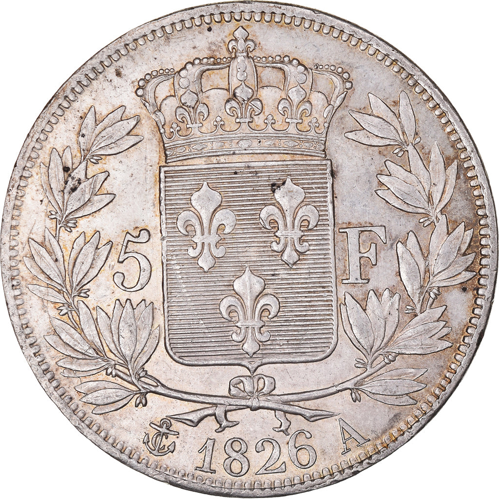 Moneda, Francia, Charles X, 5 Francs, 1826, Paris, EBC, Plata, KM:720.1
