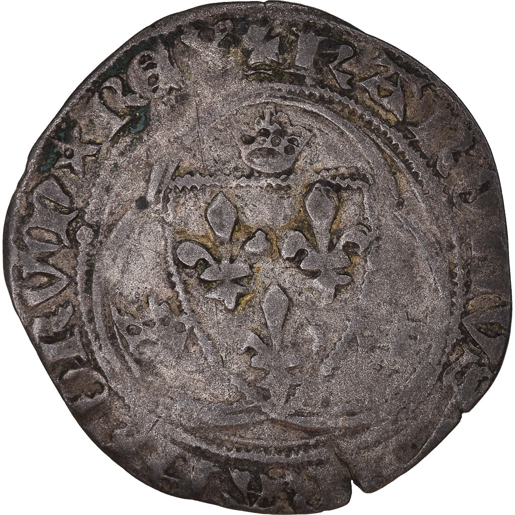 Monnaie, France, Charles VII, Blanc à la couronne, Tournai, TB+, Billon