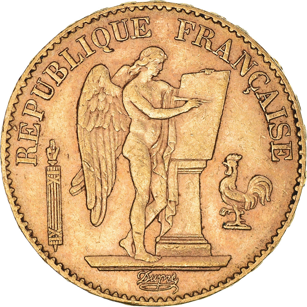Munten, Frankrijk, Génie, 20 Francs, 1887, Paris, ZF, Goud, KM:825
