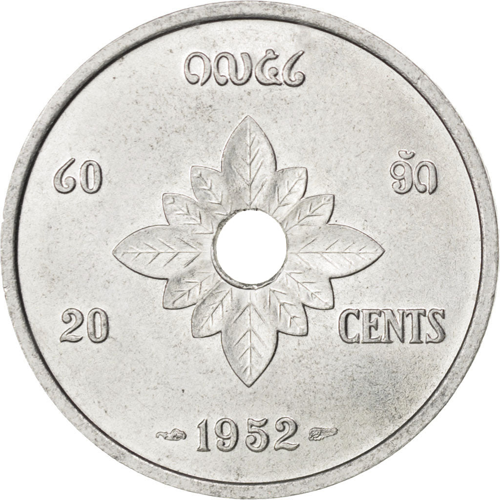 LAO, 20 Cents, 1952, Paris, KM #5, MS(63), Aluminum, 27, Lecompte #6, 2.20