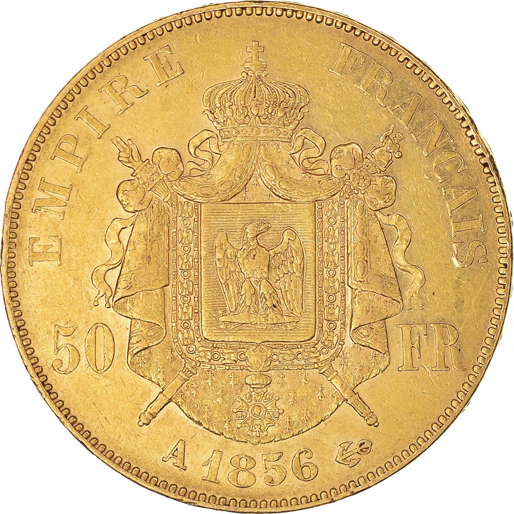 Coin, France, Napoleon III, 50 Francs, 1856, Paris, AU(50-53), Gold, KM:785.1