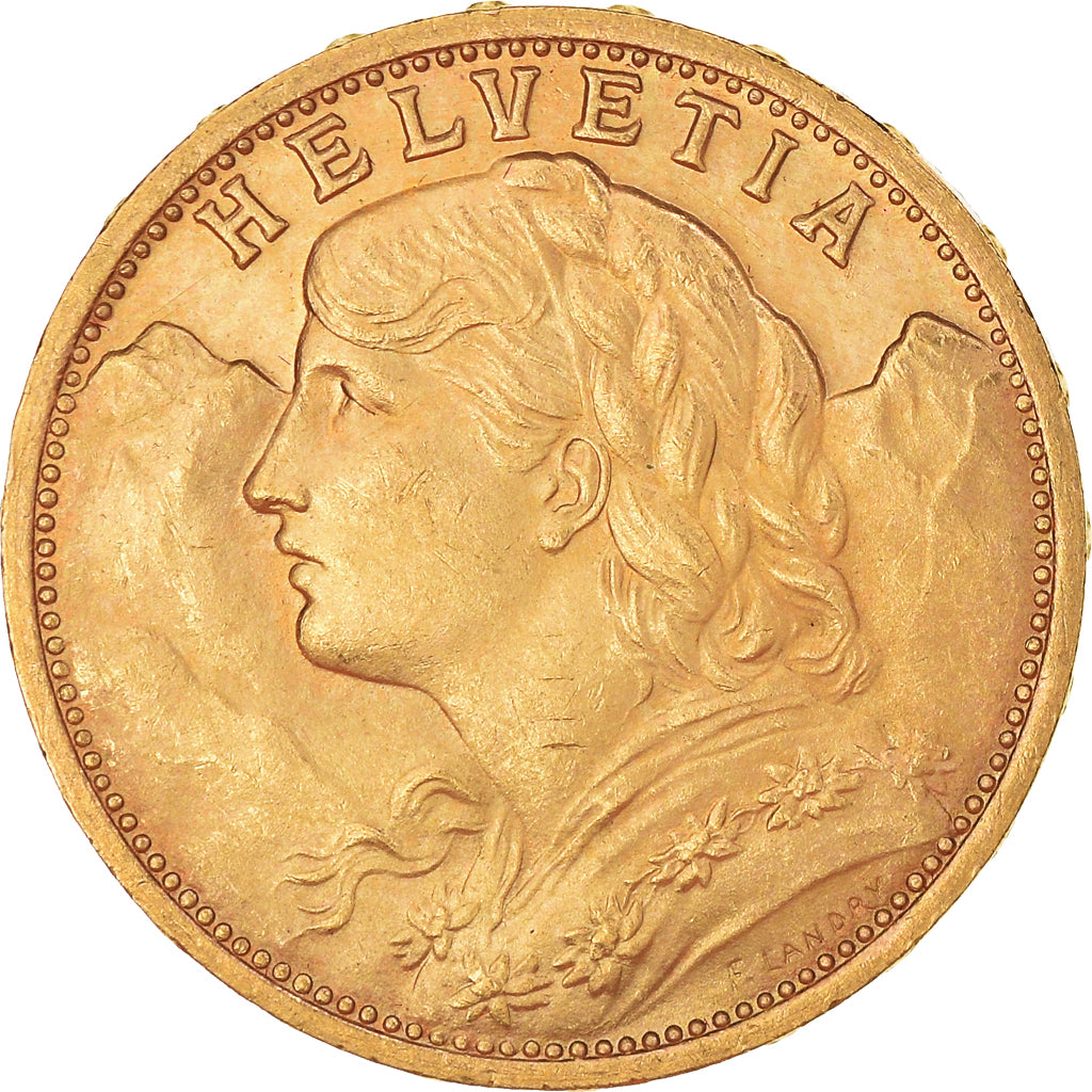 Coin, Switzerland, 20 Francs, 1927, Bern, MS(63), Gold, KM:35.1