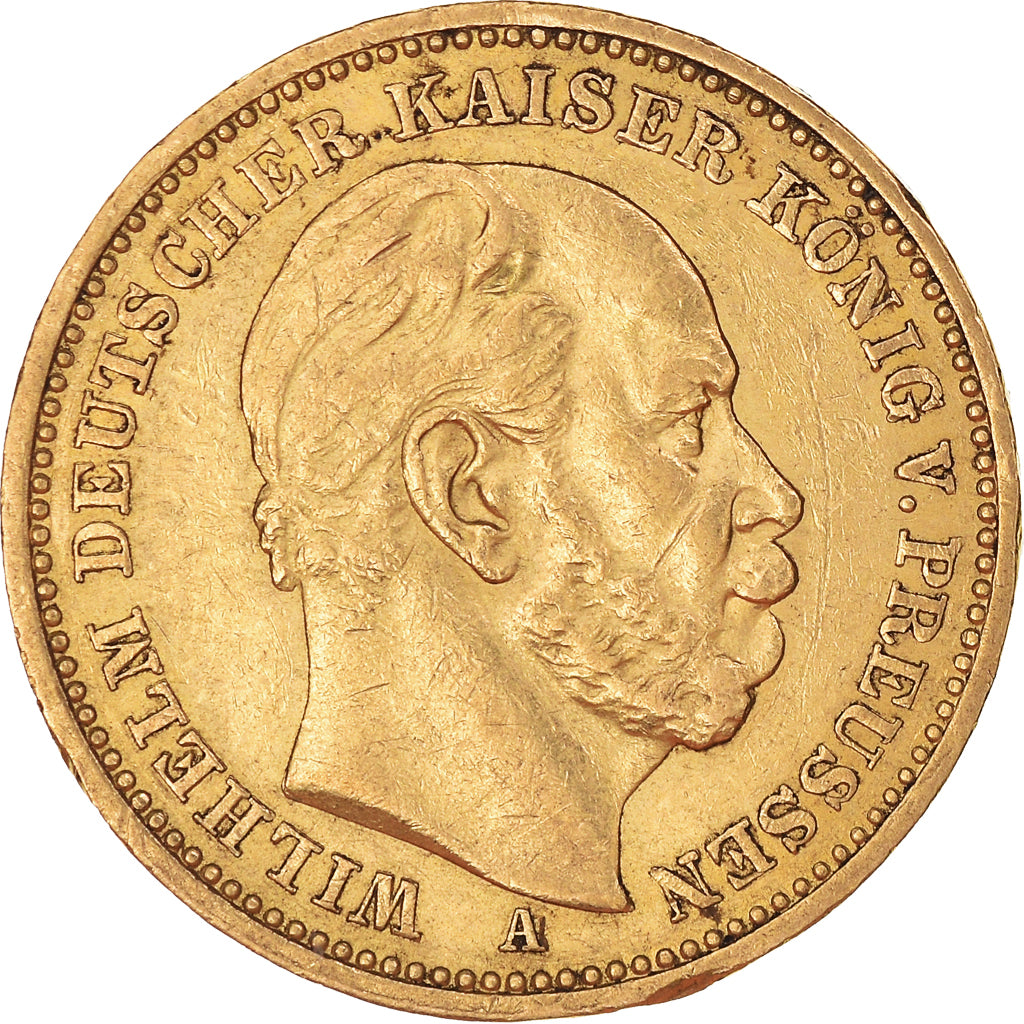 Coin, German States, PRUSSIA, Wilhelm I, 20 Mark, 1885, Berlin, AU(50-53), Gold