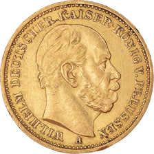 Coin, German States, PRUSSIA, Wilhelm I, 20 Mark, 1885, Berlin, AU(50-53), Gold