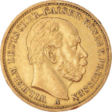 Moneda, Estados alemanes, PRUSSIA, Wilhelm I, 20 Mark, 1885, Berlin, MBC+, Oro