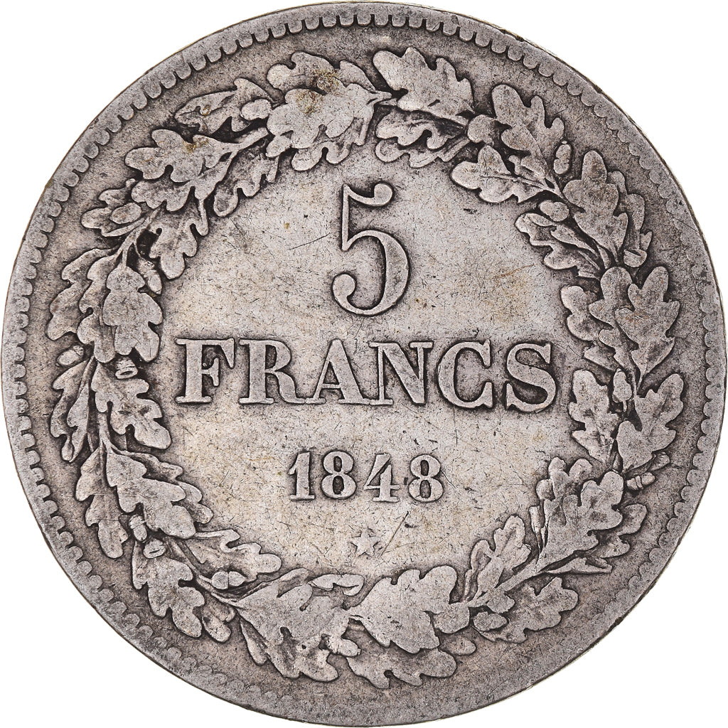 Coin, Belgium, Leopold I, 5 Francs, 5 Frank, 1848, VF(30-35), Silver, KM:3.2