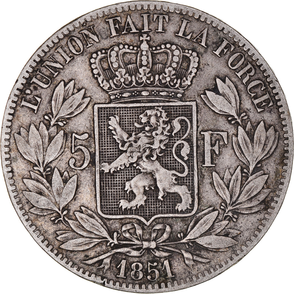 Coin, Belgium, Leopold I, 5 Francs, 5 Frank, 1851, VF(30-35), Silver, KM:17