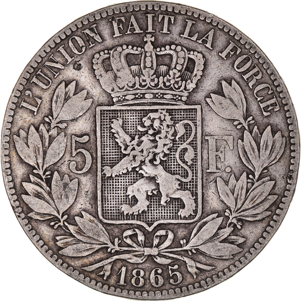 Coin, Belgium, Leopold I, 5 Francs, 5 Frank, 1865, Point après F, VF(30-35)