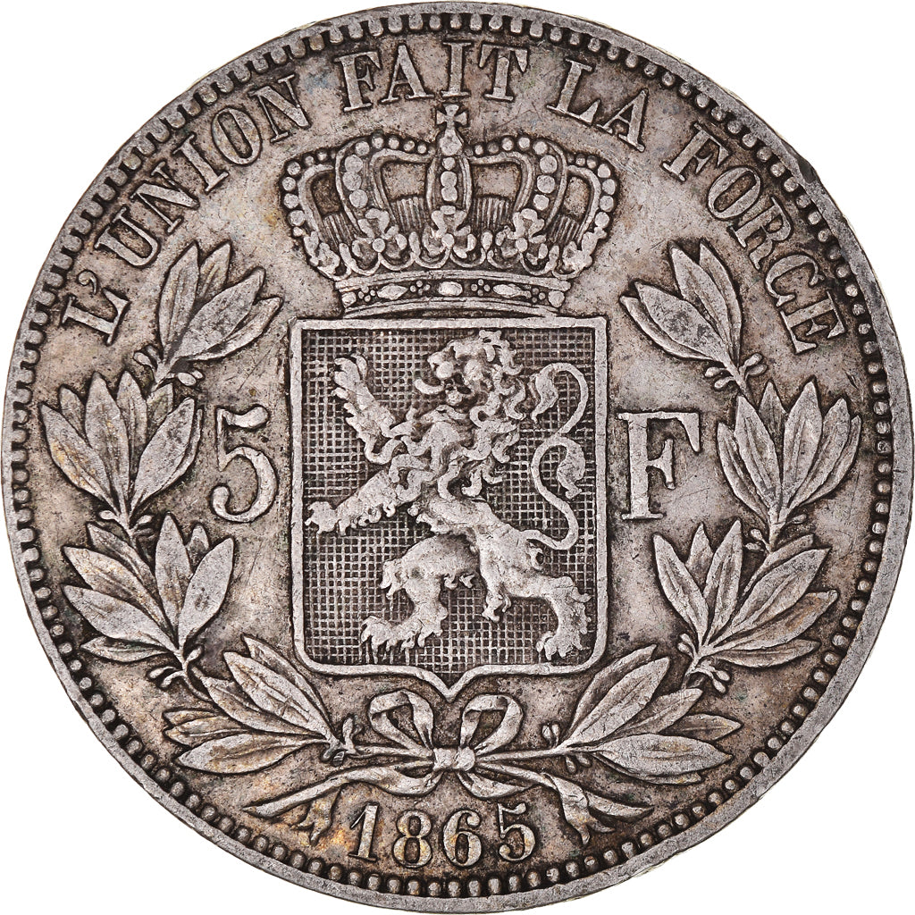 Coin, Belgium, Leopold I, 5 Francs, 5 Frank, 1865, EF(40-45), Silver, KM:17