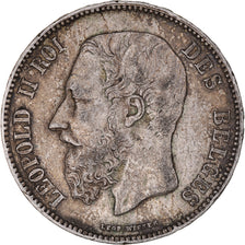 Coin, Belgium, Leopold II, 5 Francs, 5 Frank, 1871, EF(40-45), Silver, KM:24
