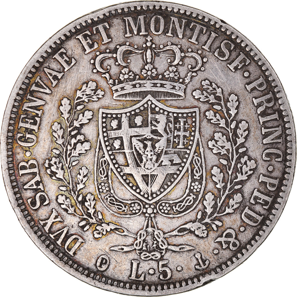 Moneta, DEPARTAMENTY WŁOSKIE, SARDINIA, Carlo Felice, 5 Lire, 1830, Torino