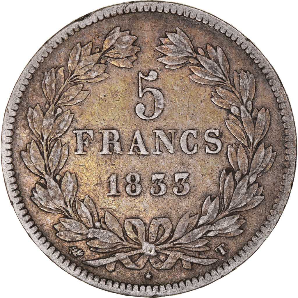 Coin, France, Louis-Philippe, 5 Francs, 1833, Nantes, VF(30-35), Silver