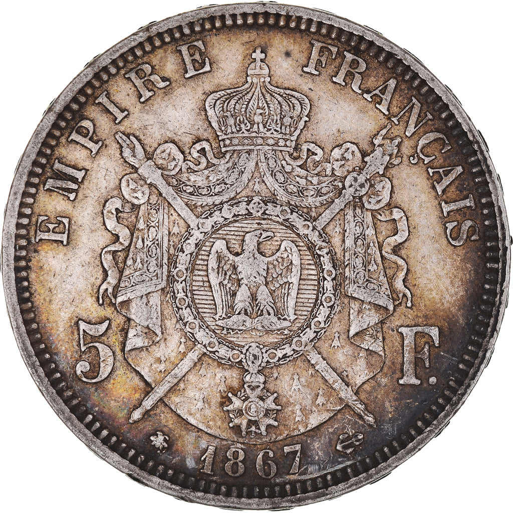 Coin, France, Napoléon III, 5 Francs, 1867, Paris, EF(40-45), Silver, KM:799.1