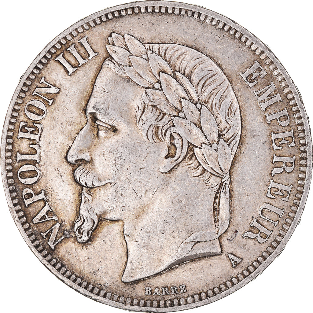 Moeda, França, Napoleon III, 5 Francs, 1869, Paris, VF(30-35), Prata, KM:799.1