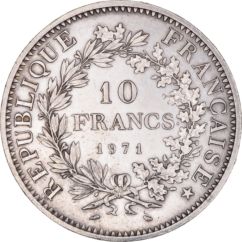 Münze, Frankreich, Hercule, 10 Francs, 1971, Paris, VZ, Silber, KM:932