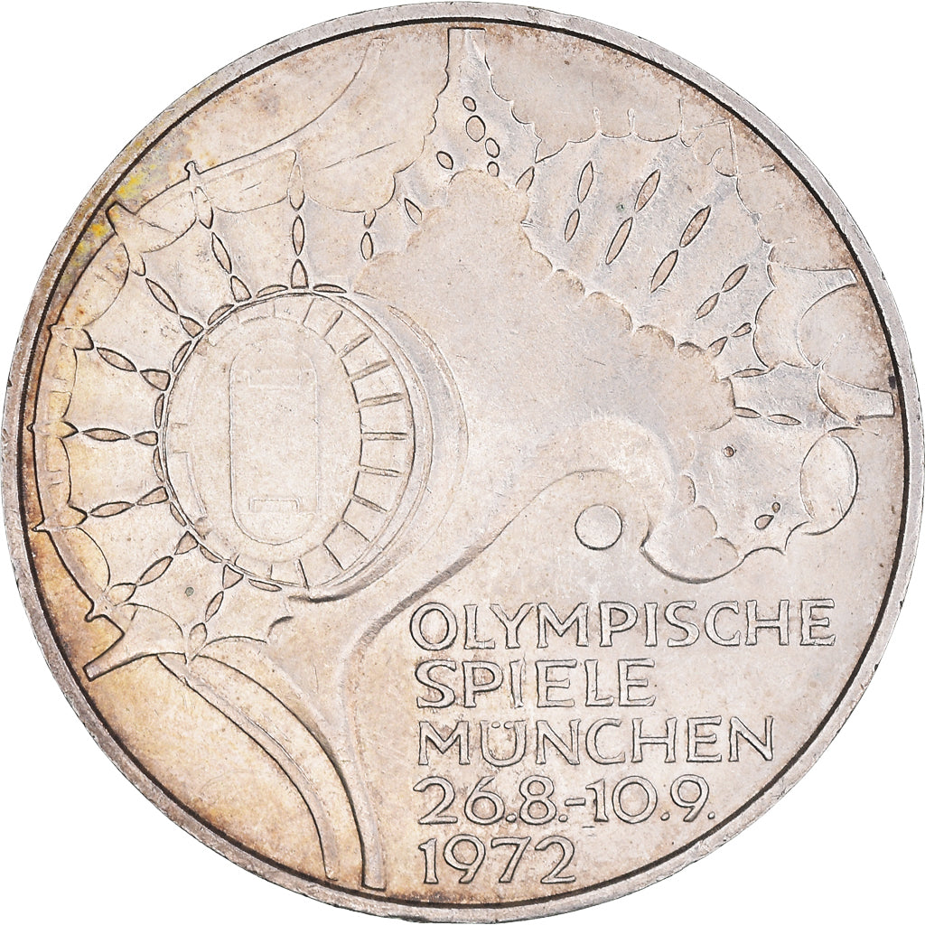 Moeda, ALEMANHA - REPÚBLICA FEDERAL, 10 Mark, 1972, Munich, AU(55-58), Prata