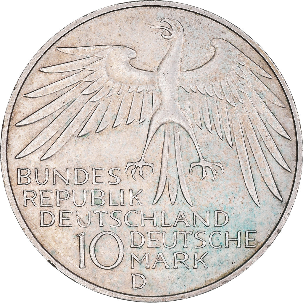 Moeda, ALEMANHA - REPÚBLICA FEDERAL, 10 Mark, 1972, Munich, AU(55-58), Prata