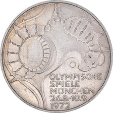 Coin, GERMANY - FEDERAL REPUBLIC, 10 Mark, 1972, Karlsruhe, AU(50-53), Silver
