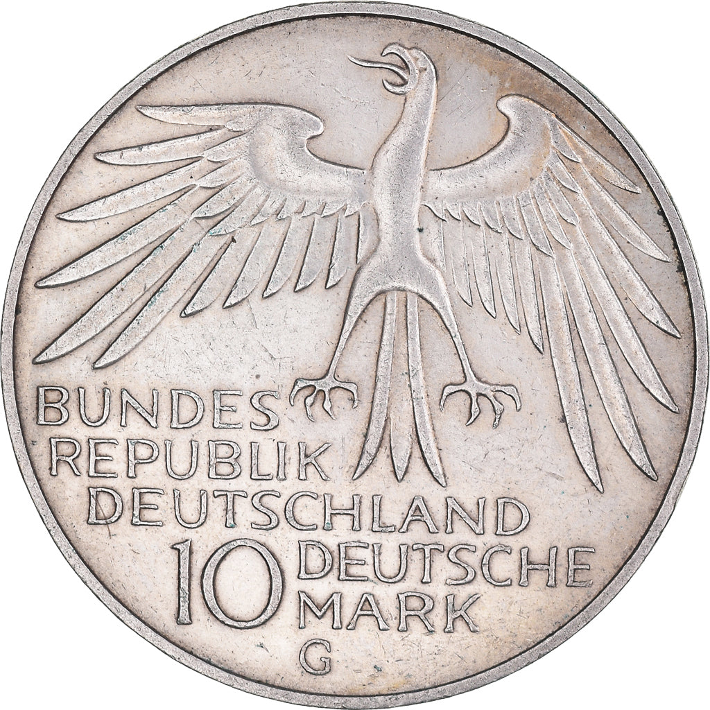 Coin, GERMANY - FEDERAL REPUBLIC, 10 Mark, 1972, Karlsruhe, AU(50-53), Silver