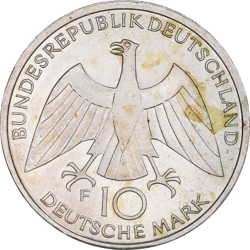 Moneda, ALEMANIA - REPÚBLICA FEDERAL, 10 Mark, 1972, Stuttgart, EBC+, Plata