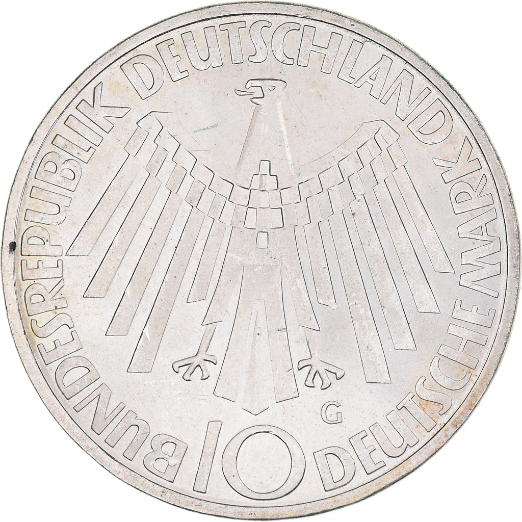 Moneda, ALEMANIA - REPÚBLICA FEDERAL, 10 Mark, 1972, Karlsruhe, SC, Plata
