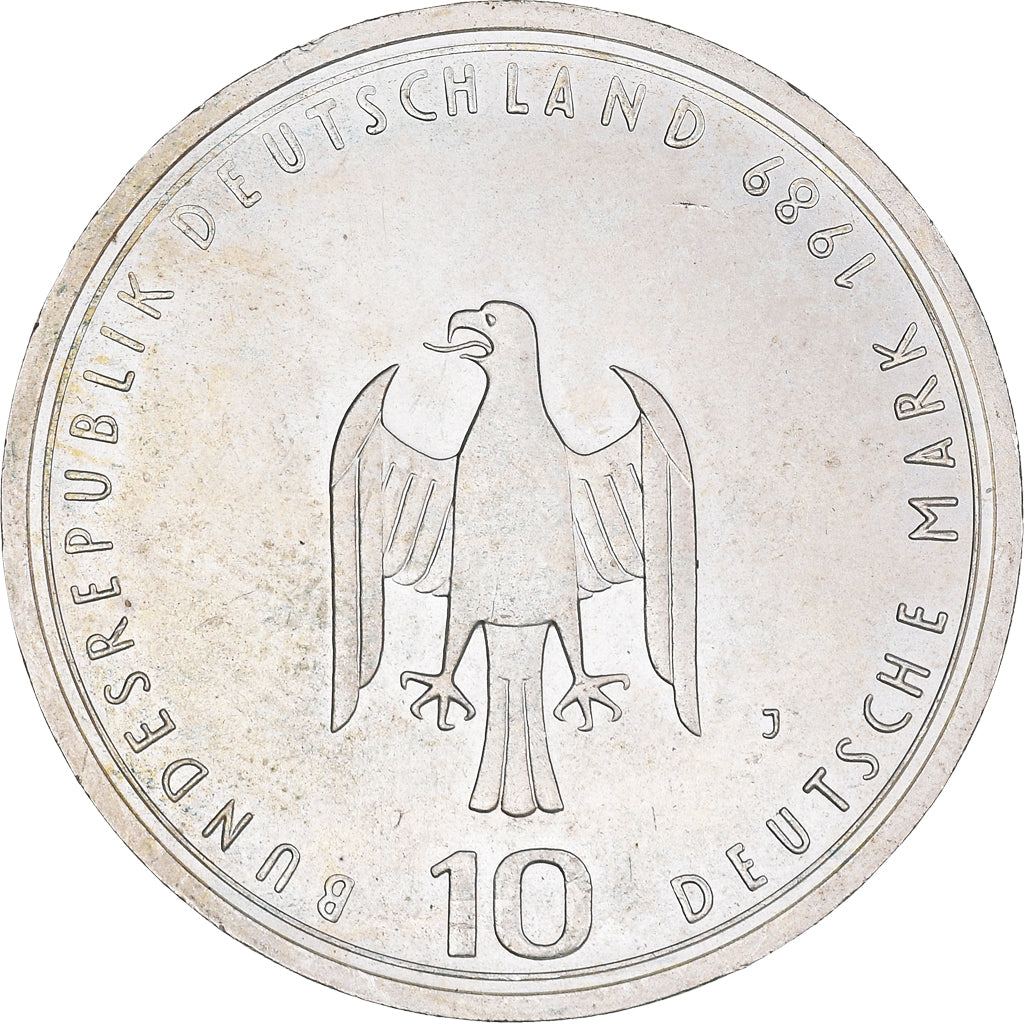 Moeda, ALEMANHA - REPÚBLICA FEDERAL, 10 Mark, 1989, Hamburg, Germany