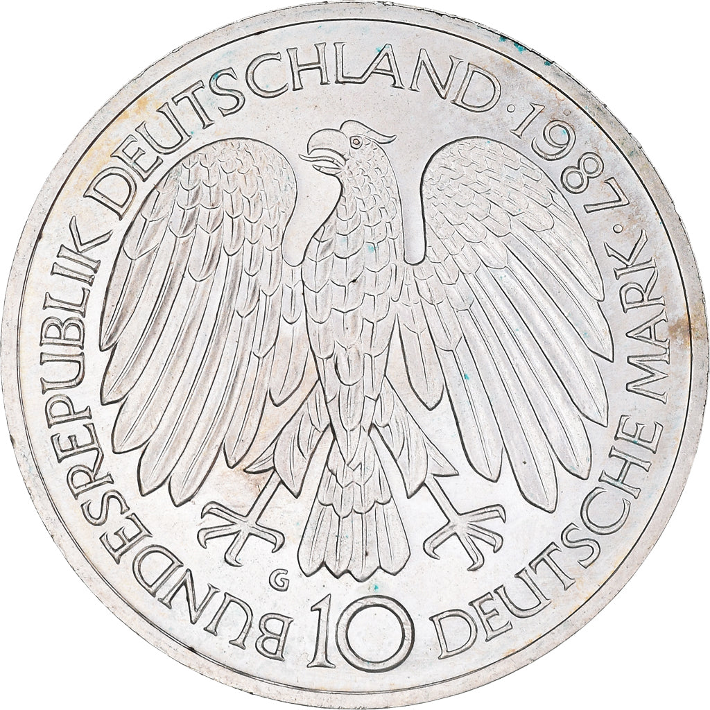 Coin, GERMANY - FEDERAL REPUBLIC, 10 Mark, 1987, Karlsruhe, Germany, MS(63)