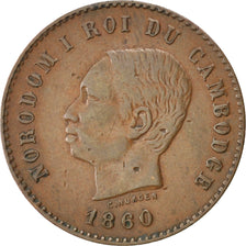 CAMBODIA, 5 Centimes, 1860, KM #M2, EF(40-45), Bronze, Lecompte #14, 4.92