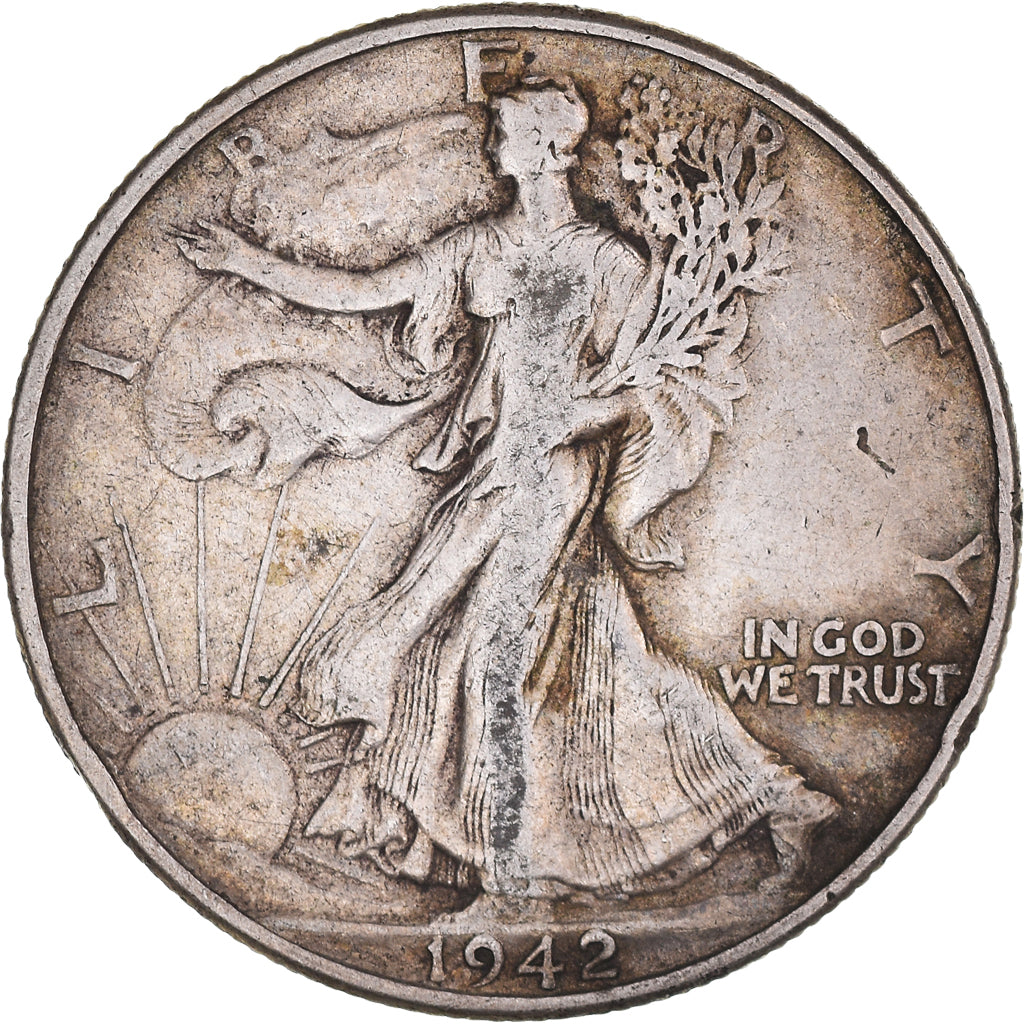 Moneda, Estados Unidos, Half Dollar, 1942, Philadelphia, MBC, Plata, KM:142