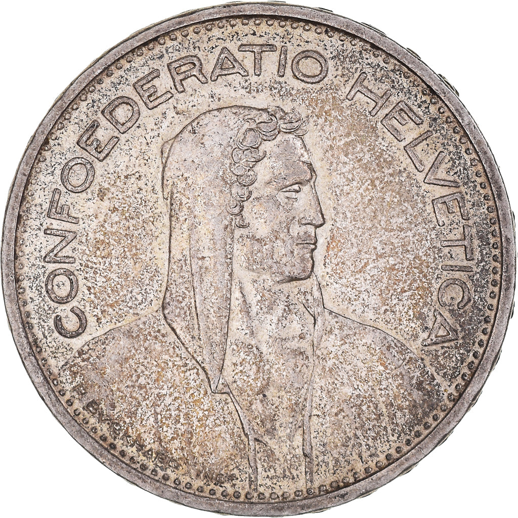 Coin, Switzerland, 5 Francs, 1937, Bern, AU(50-53), Silver, KM:40