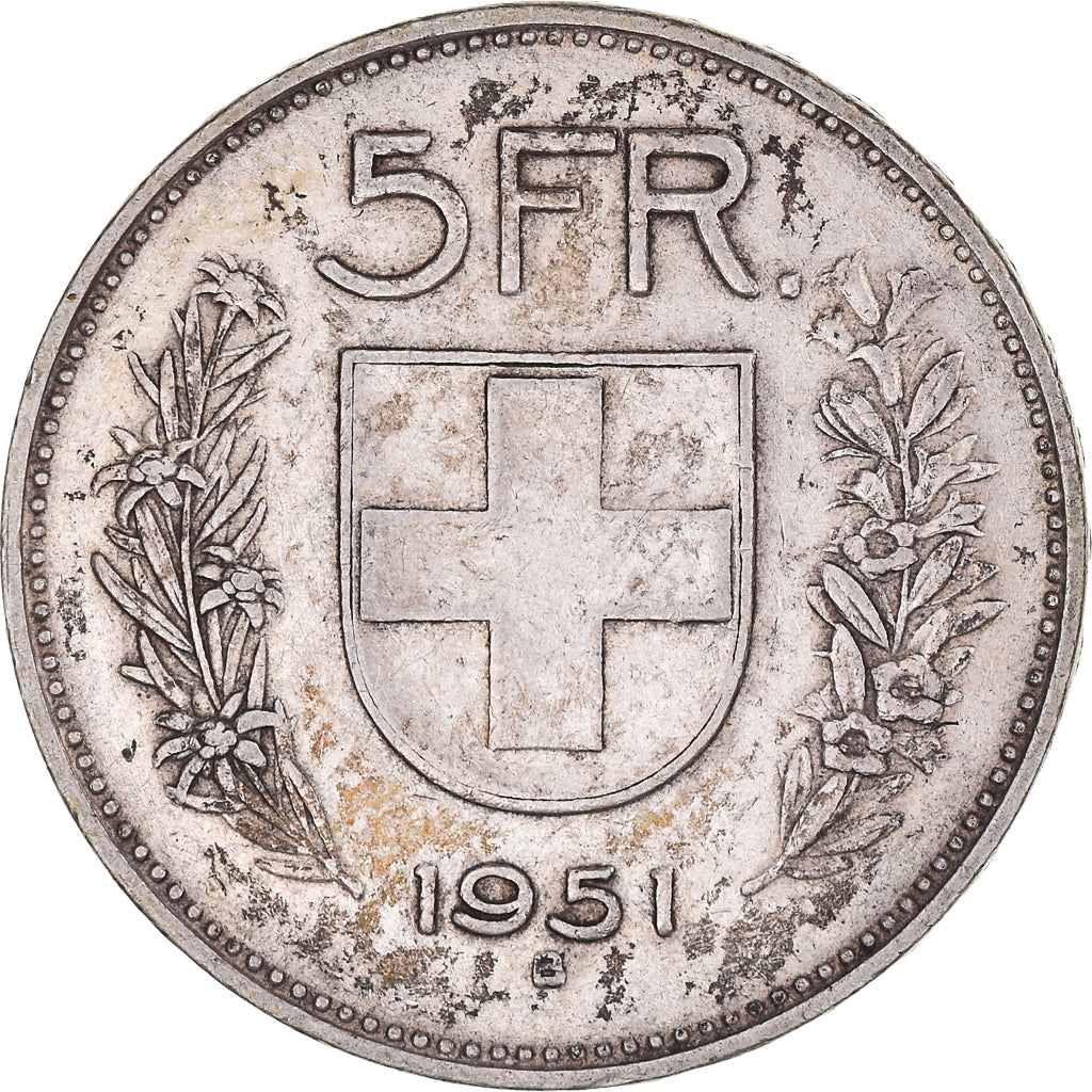 Moneta, Svizzera, 5 Francs, 1951, Bern, BB, Argento, KM:40