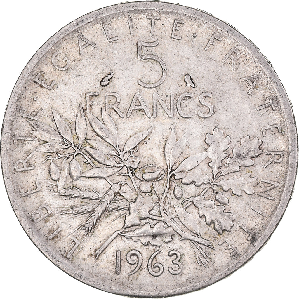 Monnaie, France, Semeuse, 5 Francs, 1963, Fautée / Error, TTB, Argent