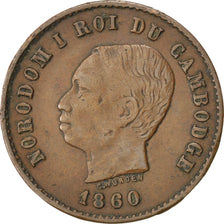CAMBODIA, 5 Centimes, 1860, KM #M2, EF(40-45), Bronze, Lecompte #14, 5.02