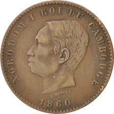 CAMBODIA, 10 Centimes, 1860, KM #M3, VF(30-35), Bronze, Lecompte #22, 9.76