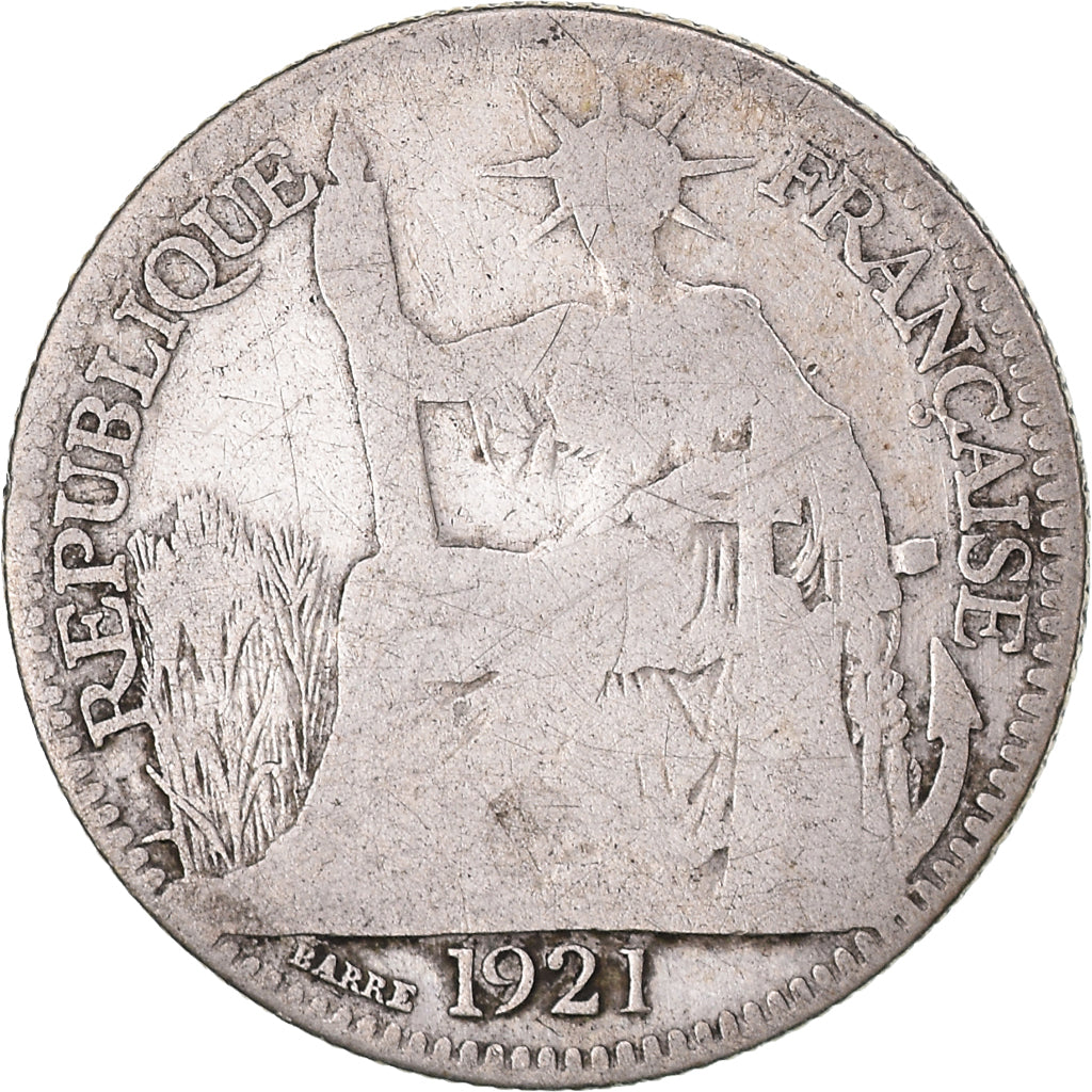 Coin, Indochine, 10 Cent, 1921, Paris, F(12-15), Silver, Lecompte:162