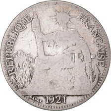 Coin, Indochine, 10 Cent, 1921, Paris, F(12-15), Silver, Lecompte:162