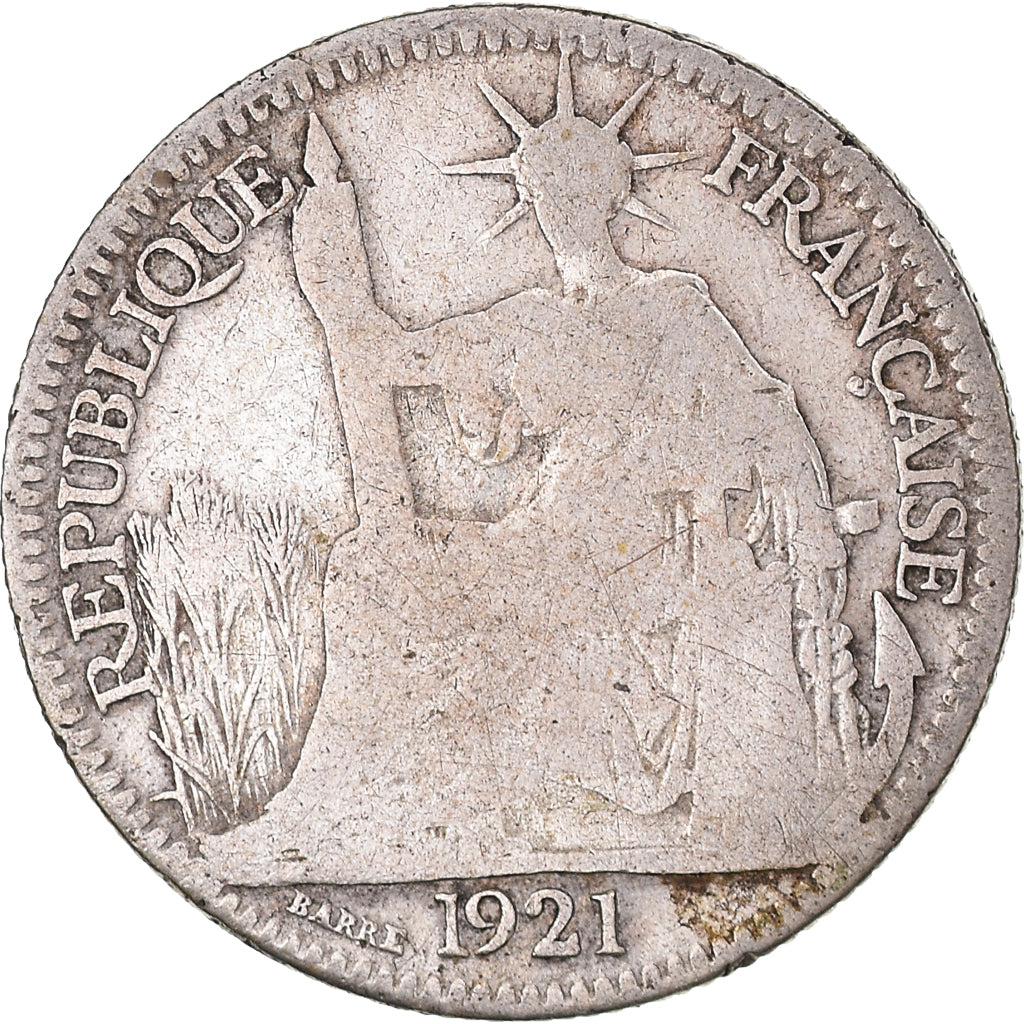 Coin, Indochine, 10 Cent, 1921, Paris, VF(20-25), Silver, Lecompte:162