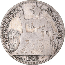 Coin, Indochine, 10 Cent, 1921, Paris, VF(20-25), Silver, Lecompte:162