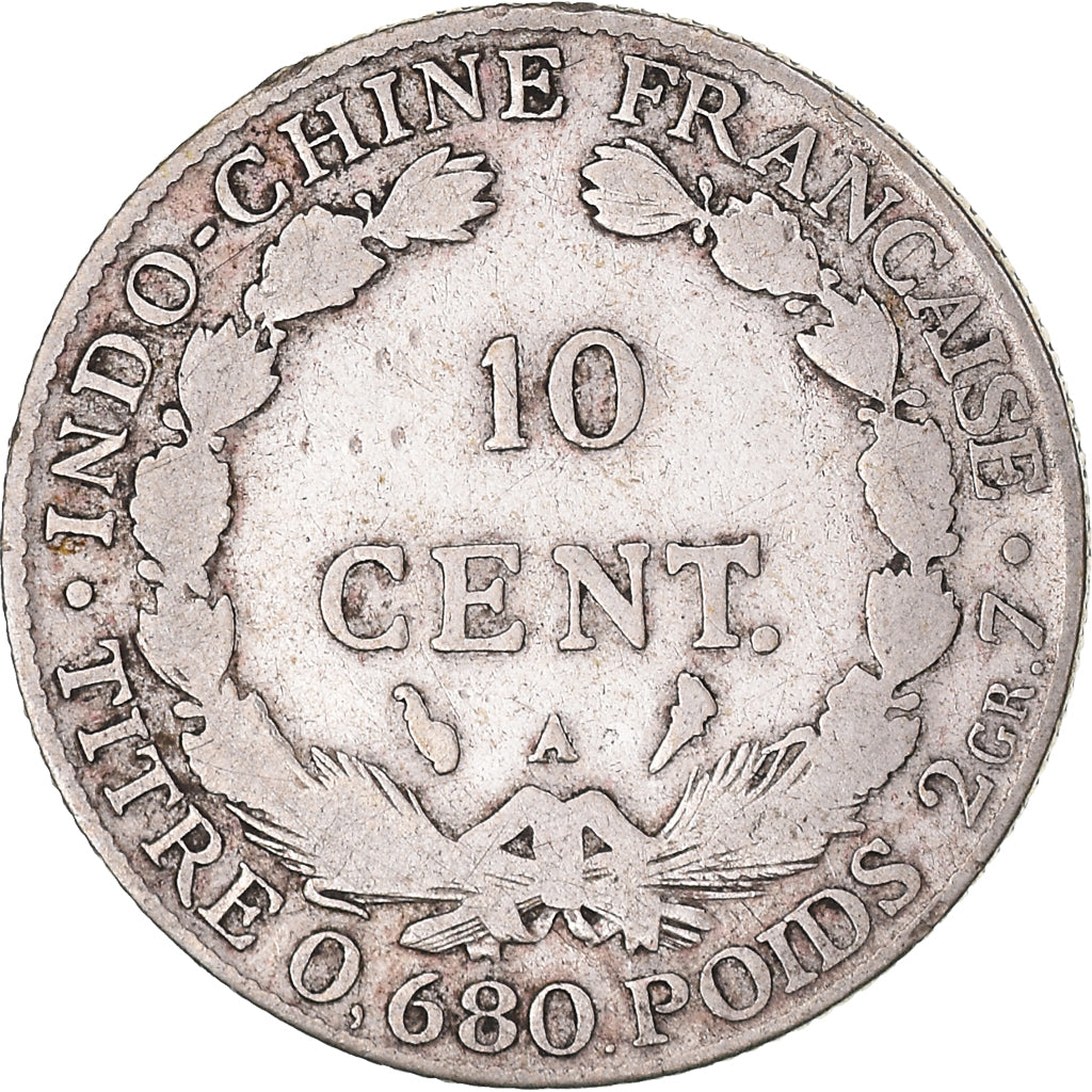 Coin, Indochine, 10 Cent, 1921, Paris, VF(20-25), Silver, Lecompte:162